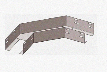 Лоток угловой замковый перфорированный КГЗ 300х80-90 УТ1,5 поворот на 90, оцинкованный лист, S1,5