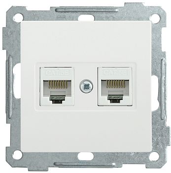 Розетка 2-местная компьютерная РК10-2-Б RJ45 Cat5e BOLERO белый IEK