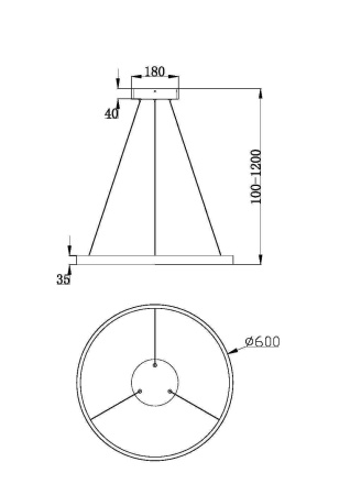 Подвесной светильник LED 37Вт Черный IP20 Rim MOD058PL-L32B3K Maytoni