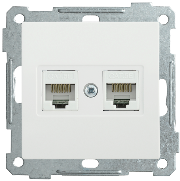 Розетка 2-местная компьютерная РК10-2-Б RJ45 Cat5e BOLERO белый IEK