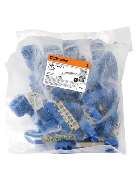 Шина "N" нулевая 6х9мм на двух угл. изоляторах 6 групп TDM