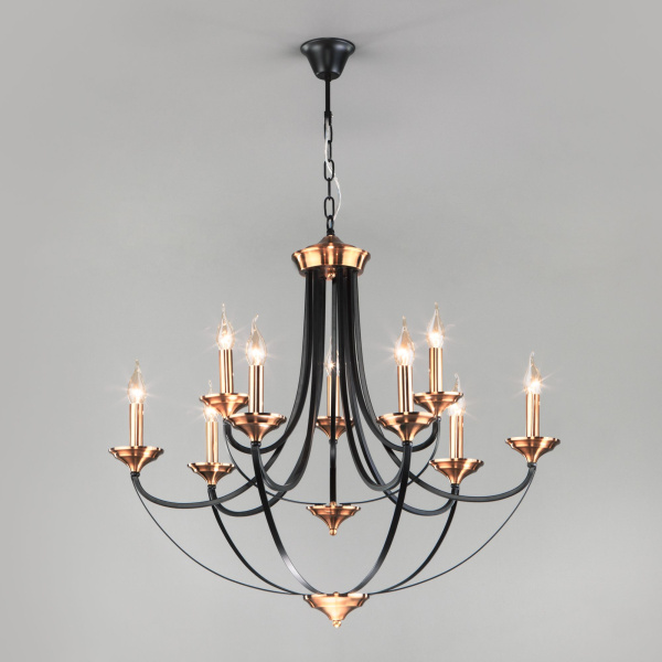 Подвесная люстра в стиле лофт 9*E14 60Вт черный IP20 Lazzaro (60098/9 черный) Eurosvet