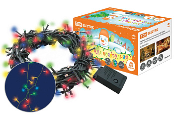 Гирлянда новогодняя светодиодная, СГ 100 З, 220 В, зеленый шнур, многоцветная, 5 м, 8 режимов TDM Гирлянда новогодняя светодиодная, СГ 100 З, 220 В, зеленый шнур, многоцветная, 5 м, 8 режимов TDM