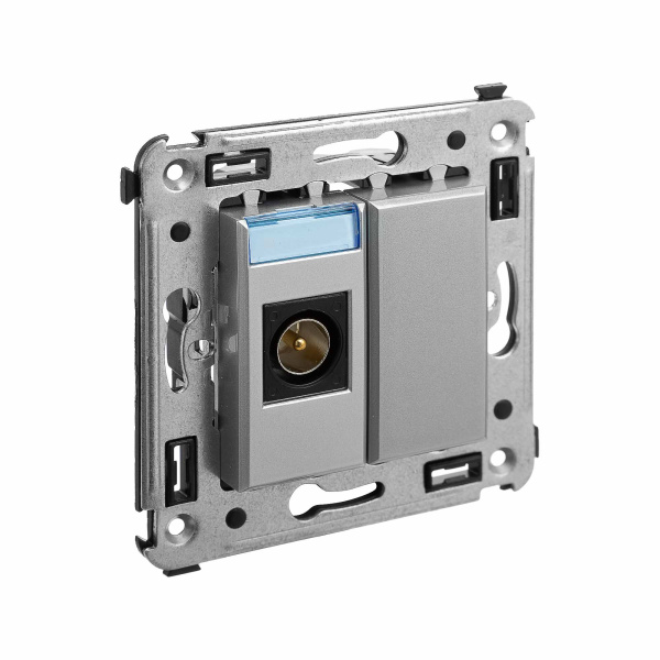 Розетка TV одиночная в стену, "Avanti", "Закаленная сталь" DKC