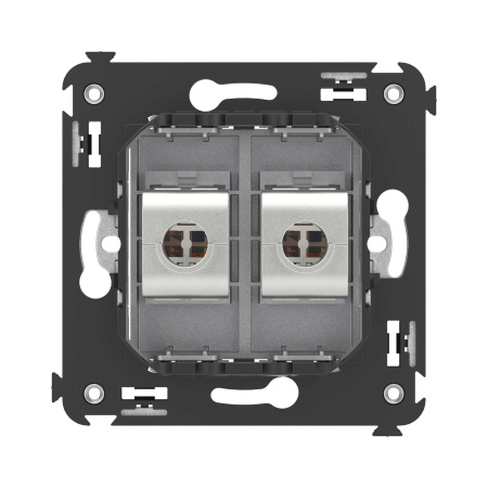 Компьютерная розетка RJ-45 без шторки в стену, кат.5e двойная экранированная, "Avanti", "Закаленная сталь" DKC