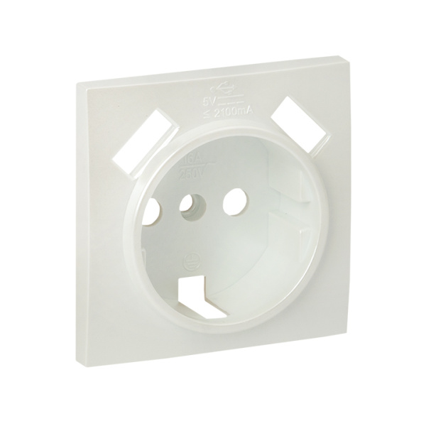 Валенсия Лицевая панель розетки 1-местной с/з 16А жемчуг с защ, штор, с 2 USB 2,1А EKF