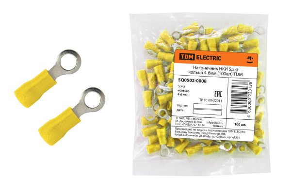 Наконечник НКИ 5,5-5 кольцо 4-6мм (100шт) TDM