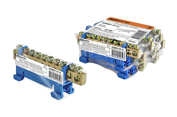 Шина "N" нулевая с изолятором на DIN-рейку 6x9мм стойка мал. 10 групп инд. стикер TDM