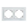 Минск Рамка 2-местная стеклянная белая EKF