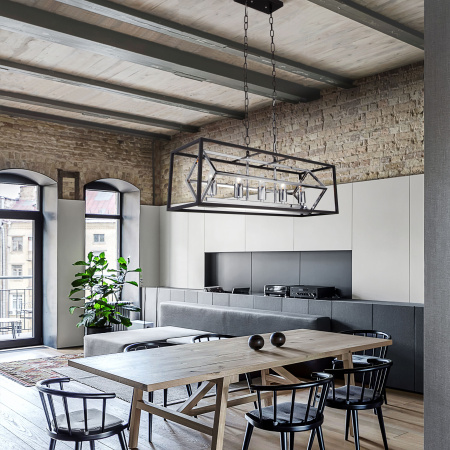 Подвесной светильник в стиле лофт 5*E27 60Вт хром, черный IP20 (70122/5 черный) Eurosvet