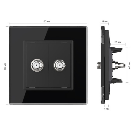 Розетка спутниковая SAT двойная Черная Livolo