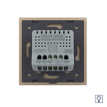 Одноклавишный сенсорный Адаптивный диммер , 1 пост, цвет золотой Livolo