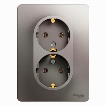 GLOSSA  Розетка СУ 2-м., с з/з в сборе 16А платина IP20 Schneider Electric