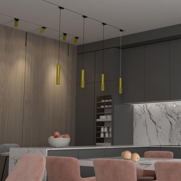 Св-к трековый однофазный,провод 1м IP20 GU10 50W 220V MAIS золото NOVOTECH