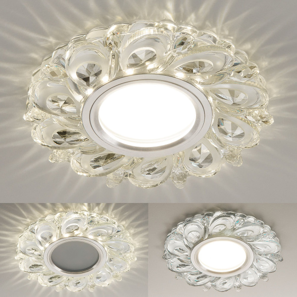 Встраиваемый точечный светильник со св/д подсветкой 1*G5.3 прозрачный IP20 (a041526) Elektrostandard