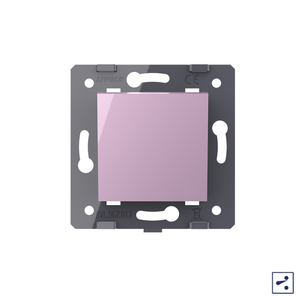Одноклавишный проходной механический выключатель, цвет розовый (механизм) Livolo