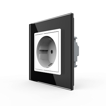 Розетка Livolo 1 пост Белая с черной рамкой VL-C7C1EU-11/12