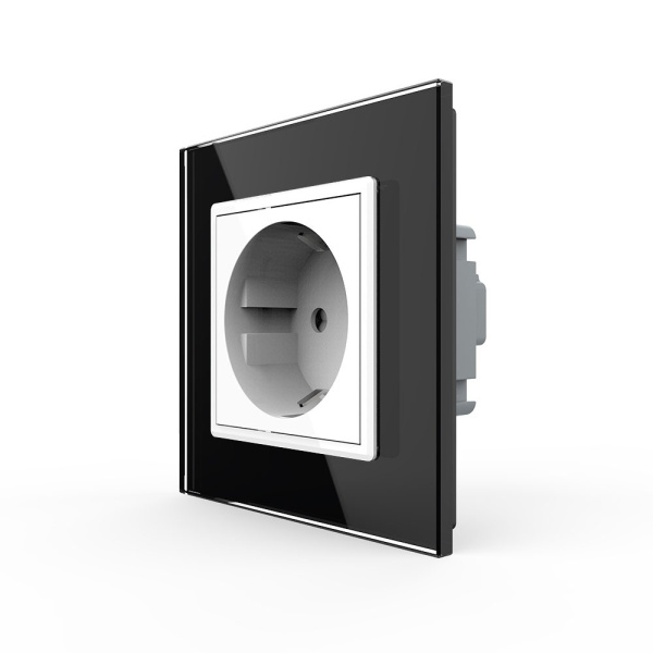 Розетка Livolo 1 пост Белая с черной рамкой VL-C7C1EU-11/12