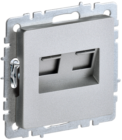 BRITE Розетка двойная RJ11+RJ45 кат.5E РК/Т12-БрА алюминий IEK