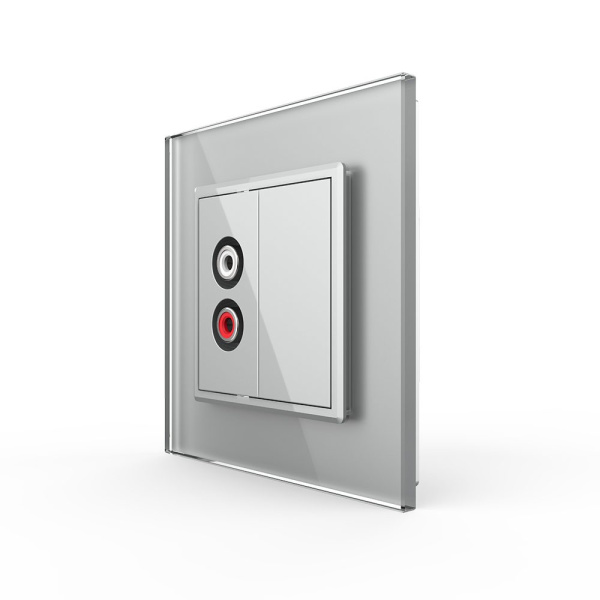 Розетка аудио RCA "2-ой тюльпан" Серая Livolo