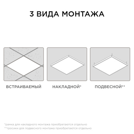 42-003 Светодиодная панель 48Вт, 4800Лм, 4000К, 595х595х9мм APEYRON
