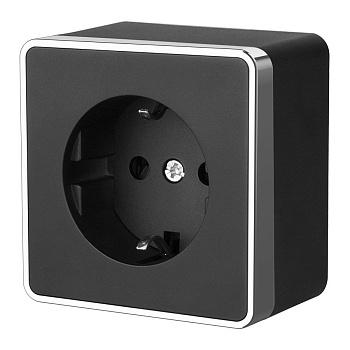 Розетка с заземлением и шторками (черный/хром) Gallant ОУ IP20 Werkel