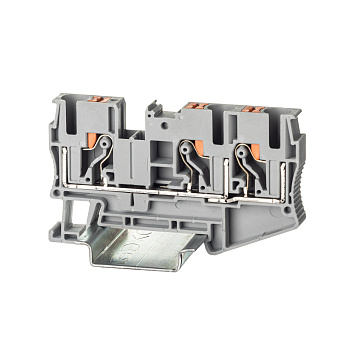 Клемма проходная, зажим push-in, 3 точки подключения, 6 кв.мм, серая DKC