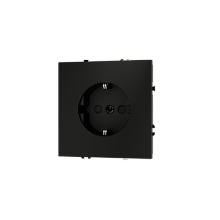 Розетка встраиваемая Voltum S70 с заземлением и защитными шторками, 16А, (черный матовый)