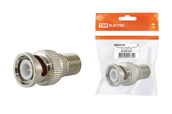 Переходник штекер BNC - гнездо F, инд. упаковка TDM