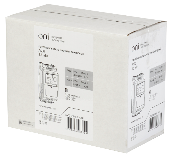 Преобразователь частоты A400 380В 3Ф 1,5кВт 4А серии ONI