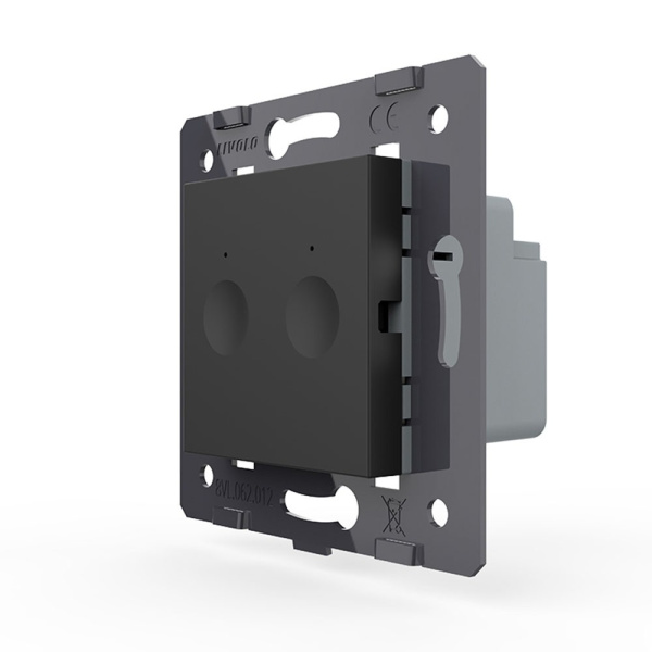 Двухклавишный сенсорный выключатель Module, цвет черный (механизм) Livolo