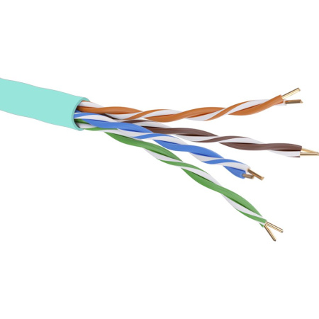 Кабель витая пара кат. 6A неэкранированный, U/UTP, 4 пары, нг(А)-HF,цвет внешней оболочки аква, катушка 500 м DKC