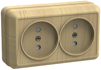 Розетка 2-местная ОУ РС22-2-ОС без з/з 10А ОКТАВА сосна IEK