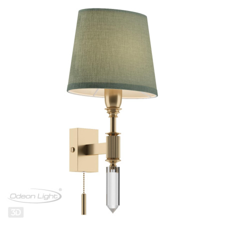 Бра с выкл.E14 1*40W LONDON бронзовый/зеленый/абажур ткань ODEON LIGHT