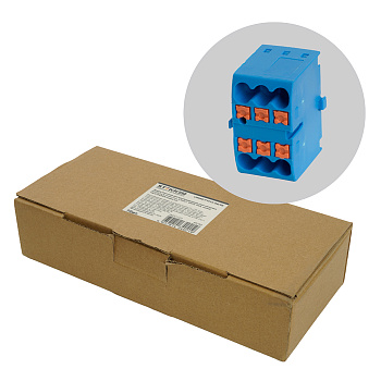 Зажим блочный (групп) для распред.тока нагрузки push-in на 6 точек, сеч 2,5 мм², 450V, 24А, синий LD580 PTFIX 06/25 STEKKER