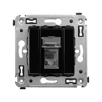 Компьютерная розетка RJ-45 в стену, кат.6 одинарная,"Avanti", "Черный квадрат" DKC