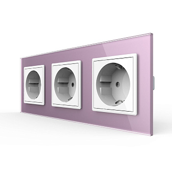 Розетка Livolo 3 поста Белая с розовой рамкой VL-C7C3EU-11/17
