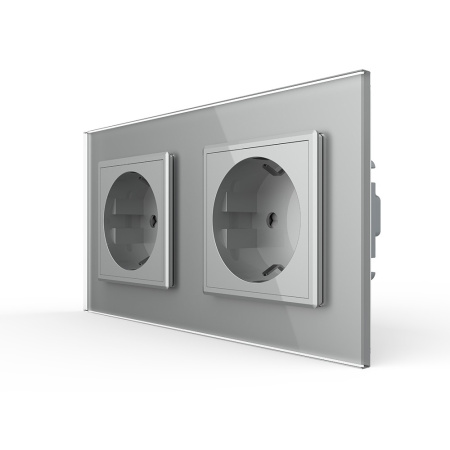 Розетка 2 модуля Серая Livolo