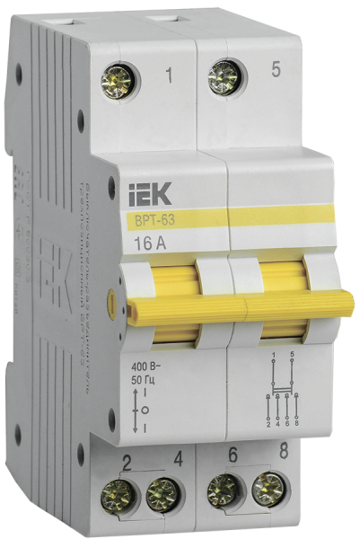 Выключатель-разъединитель трехпозиционный ВРТ-63 2P 16А IEK