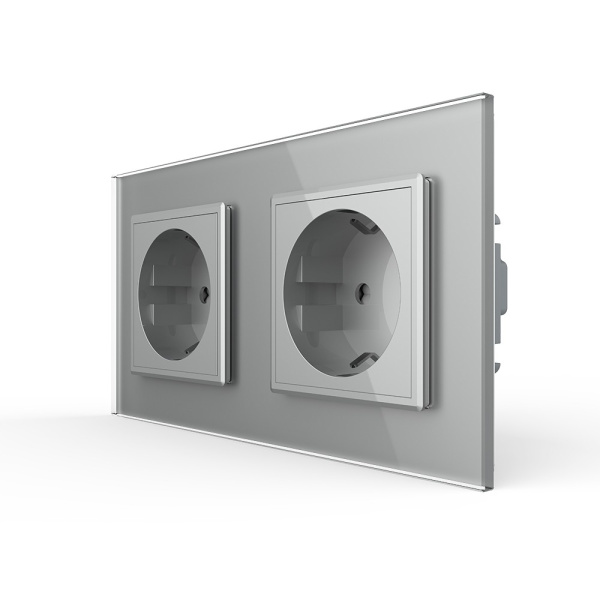 Розетка 2 модуля Серая Livolo
