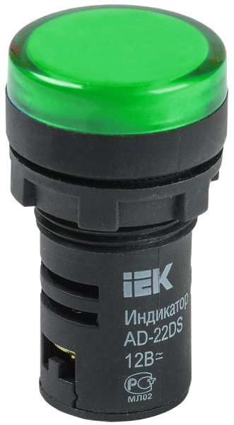 Арматура светосигнальная AD22DS(LED)матрица d=22мм зеленый 24В AC/DC IEK