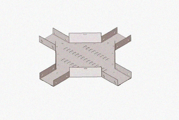 Лоток крестообразный замковый глухой КМЗГ 200х80 УХЛ1, оцинкованный лист, S1,0