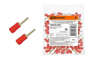 Наконечник круглый штыревой НкИш 0,5-1,5 красный (100шт) TDM Наконечник круглый штыревой НкИш 0,5-1,5 красный (100шт) TDM