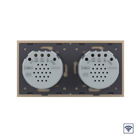 Сенсорный радиоуправляемый выключатель 3 клавиши (1-2), 2 поста Золотой Livolo