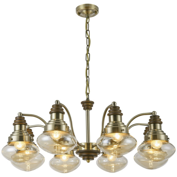 Люстра подвесная Бронза, Дуб/Янтарный E27 8*60Вт 306-503-08 VELANTE