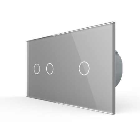 Сенсорный выключатель 3 клавиши (2-1), 2 поста Серый Livolo