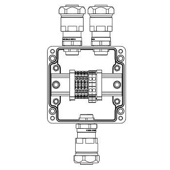 Взрывозащ. клемм. коробка из полиэстера TBE-P-03-(2xCBC.2-2xCBC.2(i)-2xTEO.2)-2x6018ANP22BKM2SB(A)(C)1Ex e IIC Т5 Gb / Ex tb IIIC T95°C Db IP66 DKC