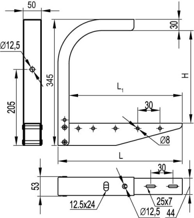 Консоль потолочная BBA осн.500 мм, цинк-ламельная DKC