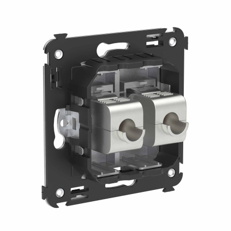 Компьютерная розетка RJ-45 без шторки в стену, кат.6А двойная экранированная, "Avanti", "Закаленная сталь" DKC