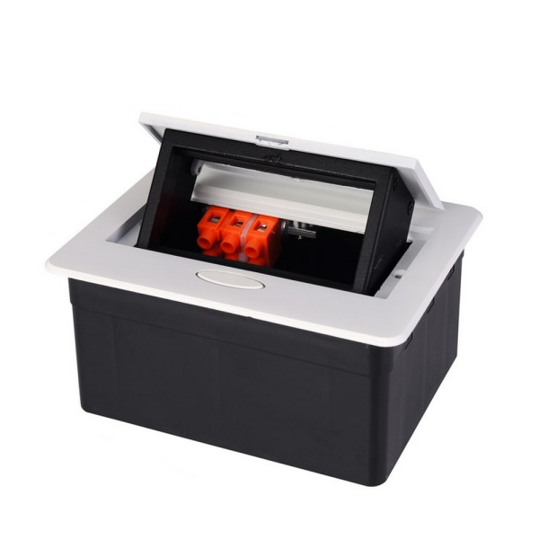 Выдвижной горизонтальный модуль RocketSocket в столешницу для розеток Livolo 2 поста, белый